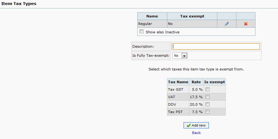 web accounting - tax configuration web accounting - tax configuration